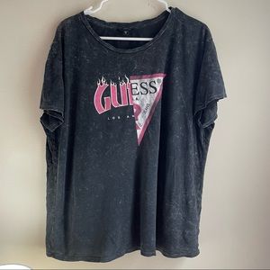 Guess gray acid wash graphic tee